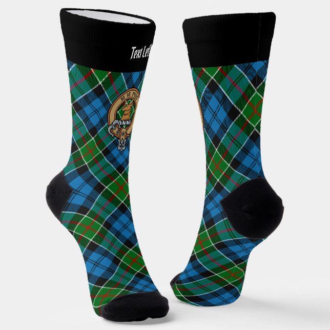 Clan Colquhoun Crest over Tartan Socks (Angled)