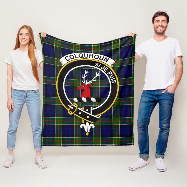 Clan Colquhoun Modern Tartan Plaid Fleece Blanket (In Situ)
