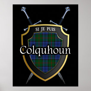 Clan Colquhoun Tartan Scottish Shield & Swords Poster