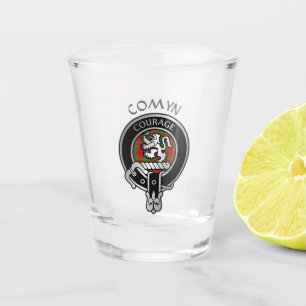 Clan Comyn Cumming Crest & Tartan Shot Glass
