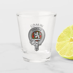 Clan Comyn Cumming Crest & Tartan Shot Glass