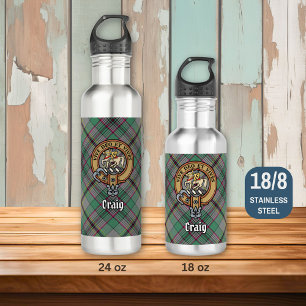 Clan Craig Crest over Tartan 710 Ml Water Bottle