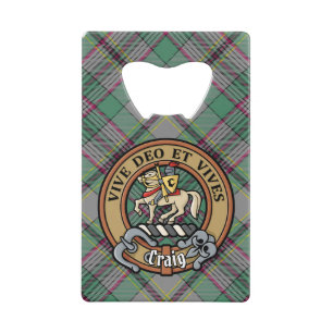 Clan Craig Crest over Tartan Credit Card Bottle Opener