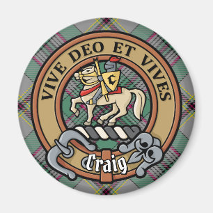Clan Craig Crest over Tartan Magnet