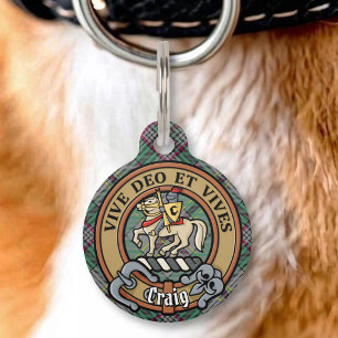Clan Craig Crest over Tartan Pet Tag