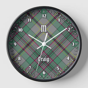 Clan Craig Tartan Large Clock
