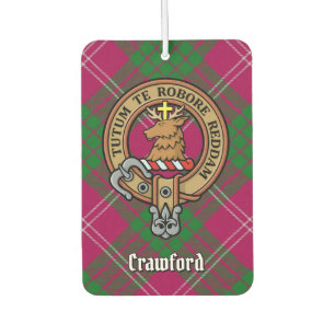 Clan Crawford Crest over Tartan Air Freshener