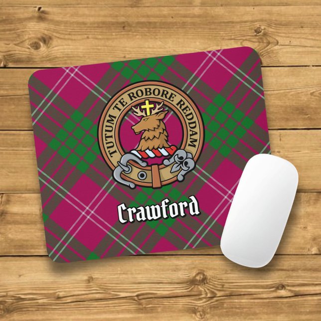 Clan Crawford Crest over Tartan Mouse Pad (Creator Uploaded)