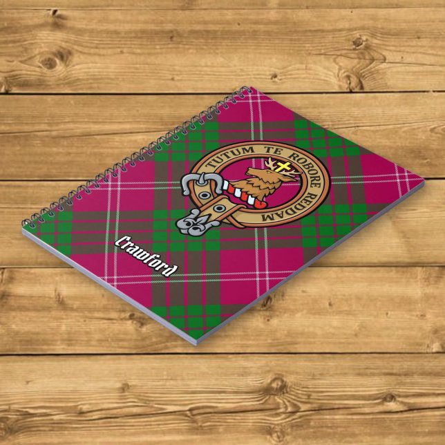 Clan Crawford Crest over Tartan Notebook (Creator Uploaded)