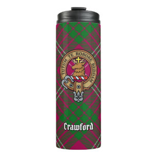 Clan Crawford Crest over Tartan Thermal Tumbler