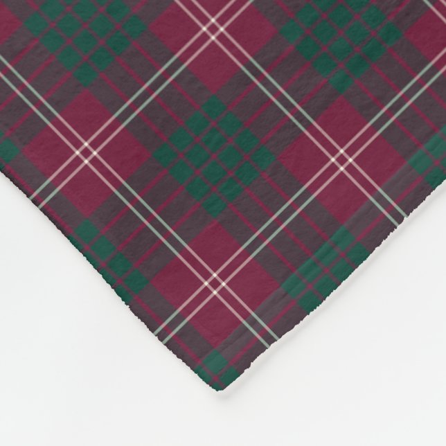 Clan Crawford Dark Red and Green Tartan Fleece Blanket (Corner)