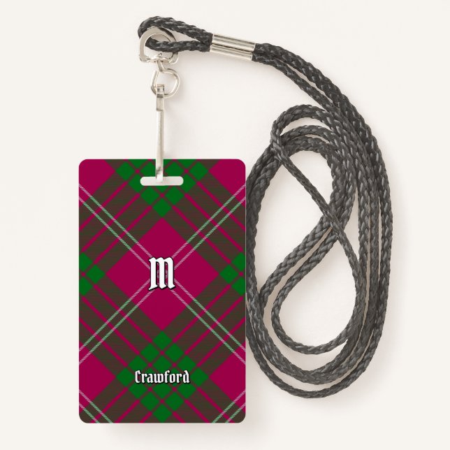 Clan Crawford Tartan Badge (Front with Lanyard)