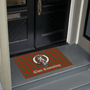 Clan Cumming Crest Badge and Tartan Doormat