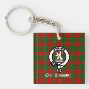Clan Cumming Crest Badge and Tartan Keychain