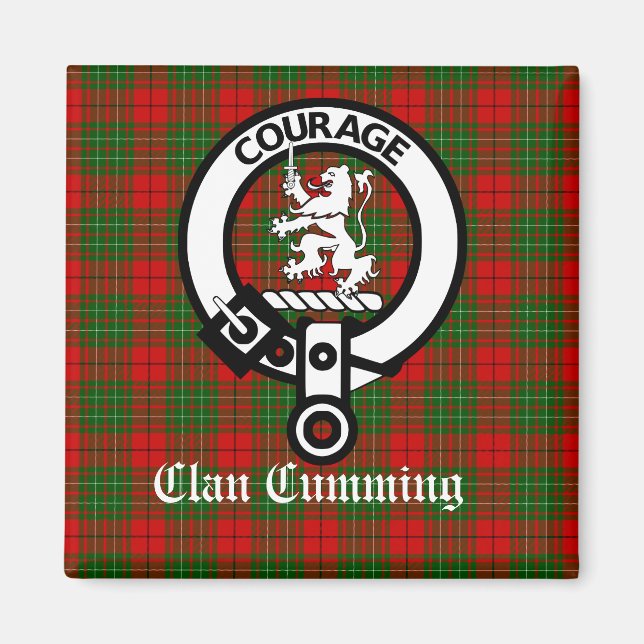 Clan Cumming Crest Badge and Tartan Magnet (Front)
