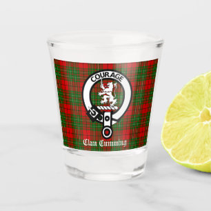 Clan Cumming Crest Badge and Tartan  Shot Glass