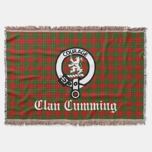 Clan Cumming Crest Badge and Tartan Throw Blanket