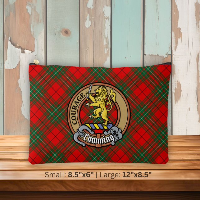 Clan Cumming Crest over Tartan Accessory Pouch (Creator Uploaded)