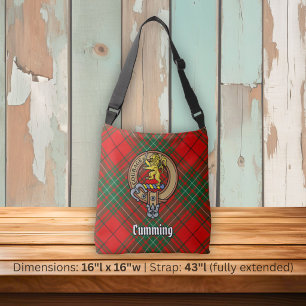 Clan Cumming Crest over Tartan Crossbody Bag