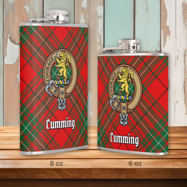 Clan Cumming Crest over Tartan Hip Flask (Creator Uploaded)