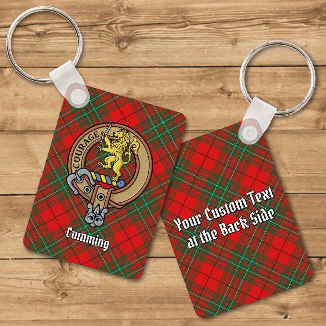 Clan Cumming Crest over Tartan Keychain (Creator Uploaded)
