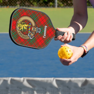 Clan Cumming Crest over Tartan Pickleball Paddle