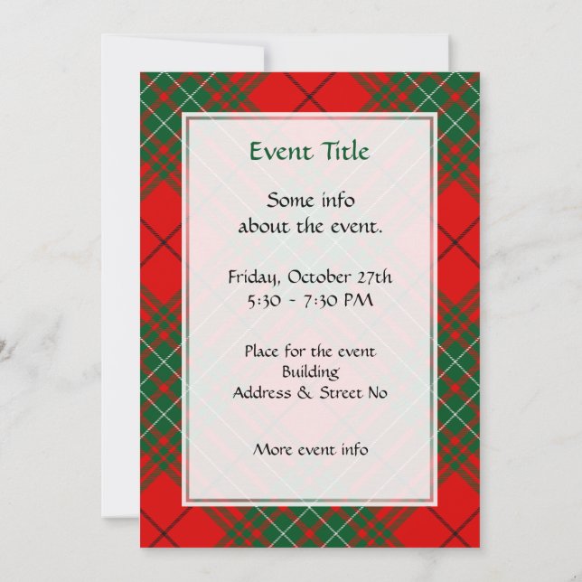 Clan Cumming Tartan Invitation (Back)