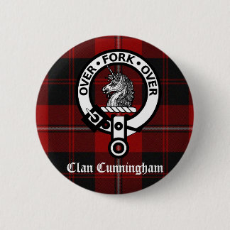 Clan Cunningham Badge & Tartan 2 Inch Round Button