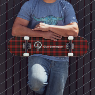 Clan Cunningham Badge & Tartan  Skateboard