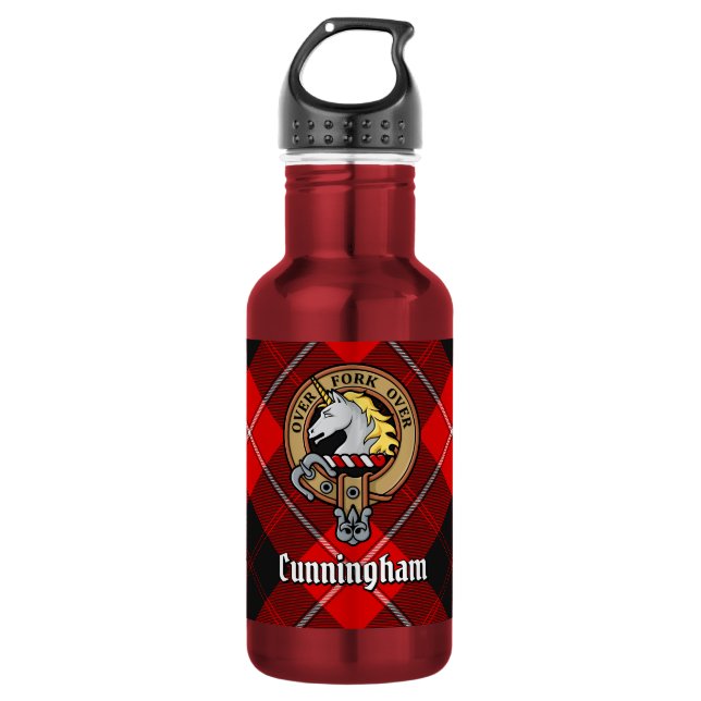 Clan Cunningham Crest over Tartan 532 Ml Water Bottle (Front)