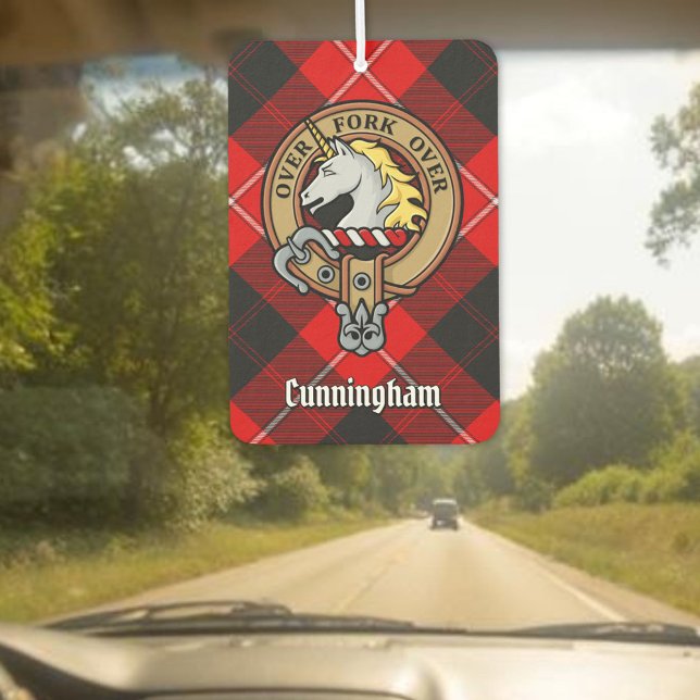 Clan Cunningham Crest over Tartan Air Freshener (Creator Uploaded)