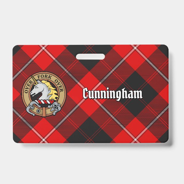 Clan Cunningham Crest over Tartan Badge (Front)