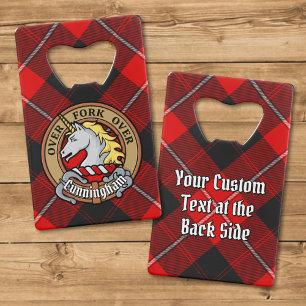 Clan Cunningham Crest over Tartan Credit Card Bottle Opener