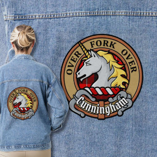 Clan Cunningham Crest over Tartan Denim Jacket
