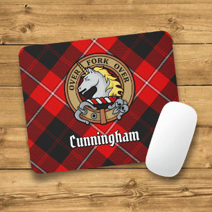 Clan Cunningham Crest over Tartan Mouse Pad