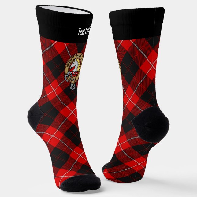 Clan Cunningham Crest over Tartan Socks (Angled)