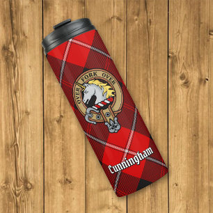 Clan Cunningham Crest over Tartan Thermal Tumbler