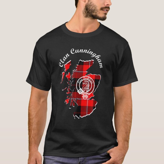 Clan Cunningham Surname Last Name Scottish Tartan T-Shirt (Front)