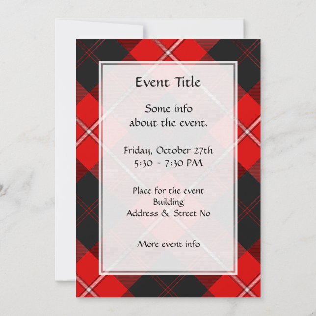 Clan Cunningham Tartan Invitation (Back)