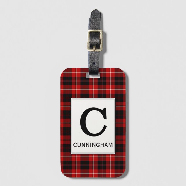 Clan Cunningham Tartan Monogrammed Luggage Tag (Front Vertical)