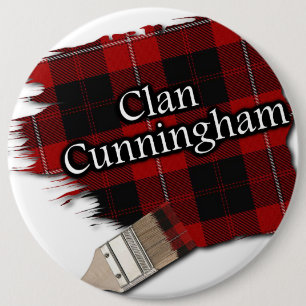 Clan Cunningham Tartan Paint Brush 6 Inch Round Button