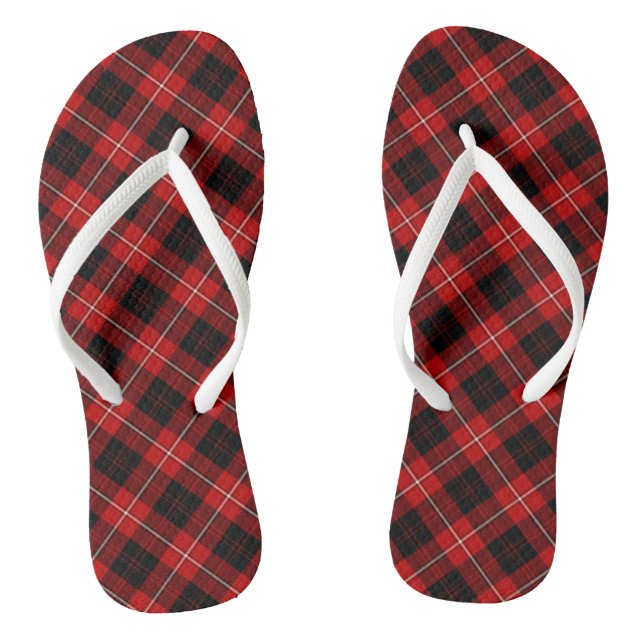 Clan Cunningham Tartan Red and Black Plaid Flip Flops (Footbed)