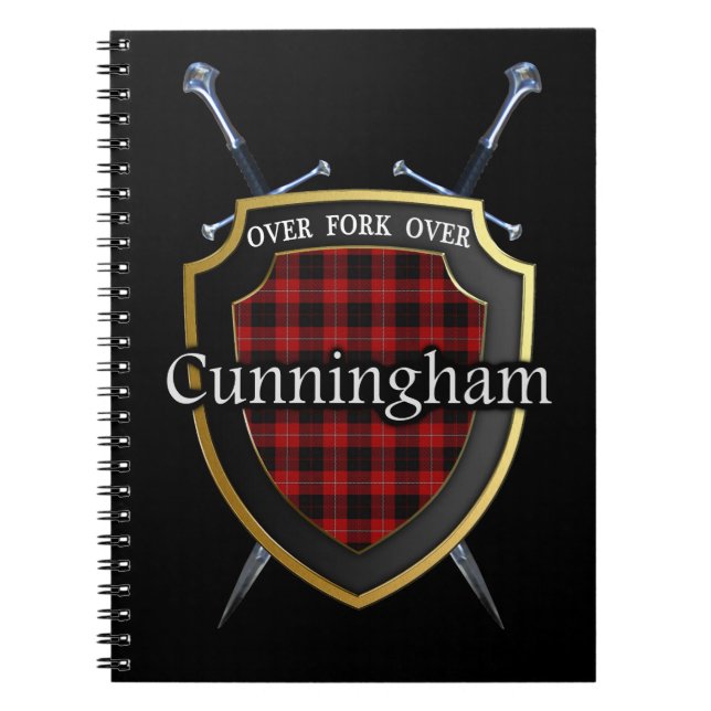 Clan Cunningham Tartan Shield & Swords Notebook (Front)