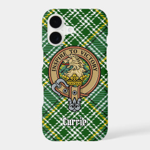 Clan Currie Lion Crest over Tartan