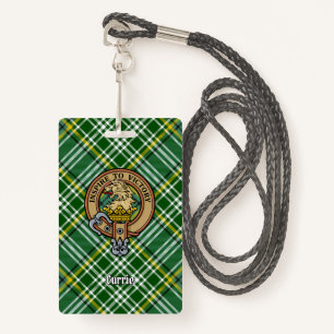 Clan Currie Lion Crest over Tartan Badge