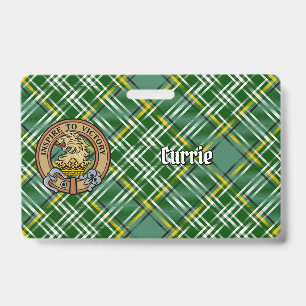 Clan Currie Lion Crest over Tartan Badge