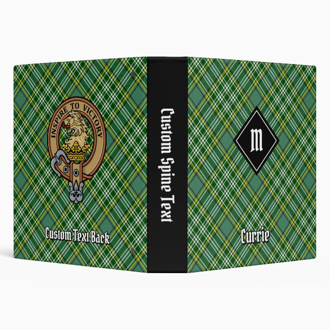 Clan Currie Lion Crest over Tartan Binder (Background)