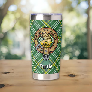 Clan Currie Lion Crest over Tartan Insulated Tumbler