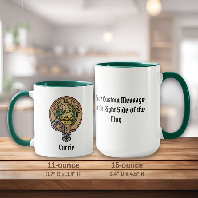 Clan Currie Lion Crest over Tartan Mug (Creator Uploaded)