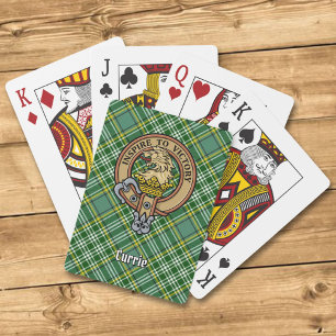 Clan Currie Lion Crest over Tartan Playing Cards